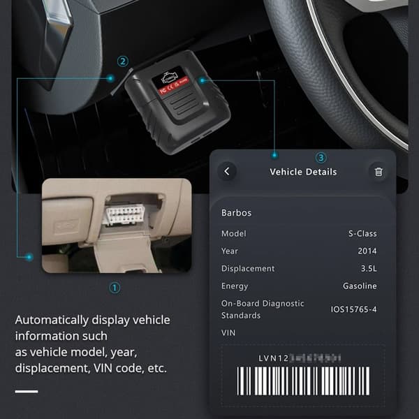 OBD2 Skanner Motorlampe Sjekk Feildeteksjon Bil Diagnostisk Verktøy Kode Leser