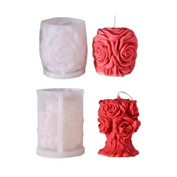 Rose Blomst Lysform til DIY Lys, Epoxy Resin Form Non-Stick B