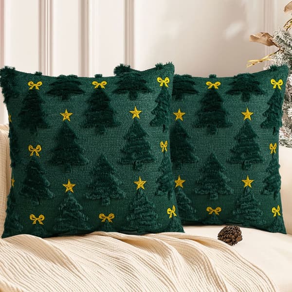 Jule Pillowcase 45x45cm Vaskbart Polyester Stof Juletræ