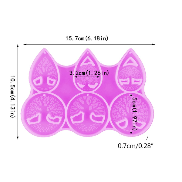 Molds, Nyckelring Molds Tree of Life Form för Hartshängen Nyckelring, Örhängen, Smycketillverkning