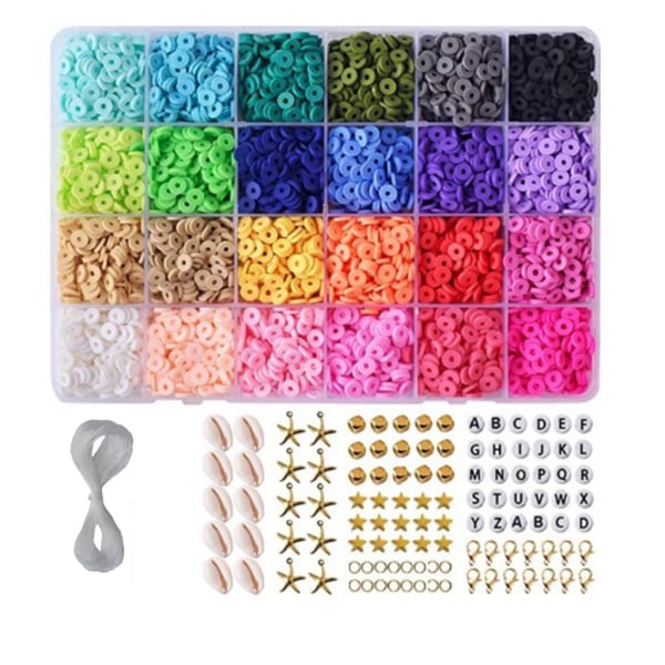 5400 st 24 färger polymerlera lösa pärlor för DIY-smyckentillverkning Craft Armband Halsband Kostymtillbehör