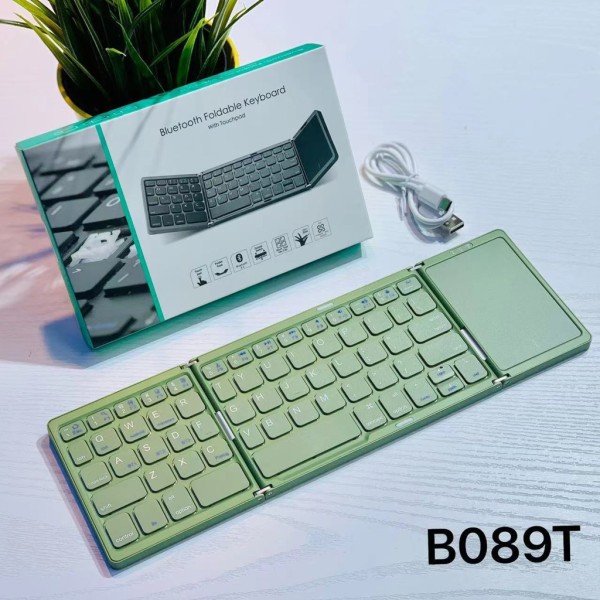 Trådlöst hopfällbart tangentbord med pekplatta BLE5.1 Uppladdningsbar hopfällbar Bluetooth-kompatibel Tyst tangentpanel för bärbar dator Gray