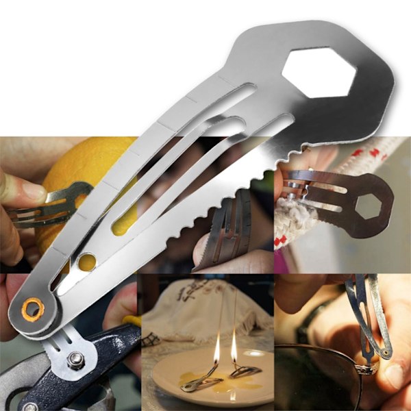 Självförsvarshårklämma för kvinnor Multifunktionell hårspärr Ministift i rostfritt stål självförsvar EDC Survival Tool Black
