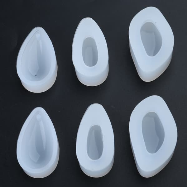 6x harpiks dråpeanhengform med hull silikon vanndråpe edelstensform for DIY