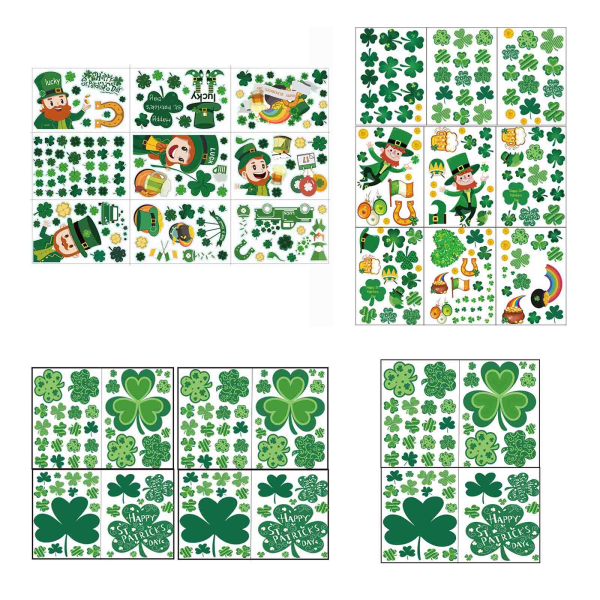 Saint Patrick's Day Sticker Sheets 9 st Irish Festival Clover Decal PVC D