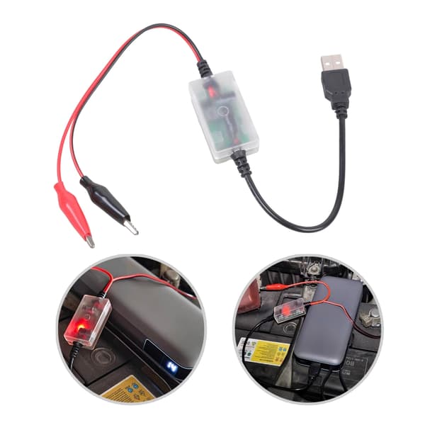 12V batteriladekabel i plasttekstur egnet for bilbruk