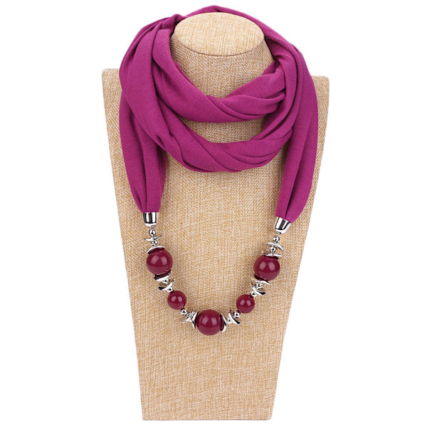 Modehalsduk för damer, oändlighetsscarf, halsband, etniska enfärgade pärlsmycken, sjal, klädtillbehör