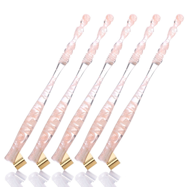 5x Rosa Dip Penne Nib Holder Resin Oblique Kalligrafi Dip Penne Nib Holder for Tegning Tegneserie-Illustrasjon Skriving Skyggelegging