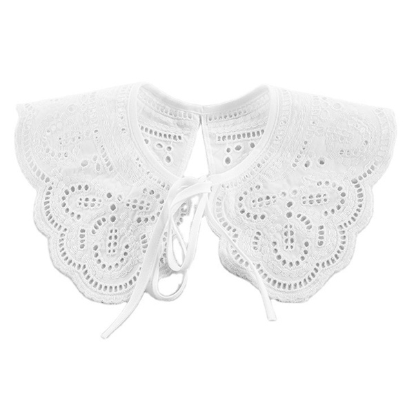Dam Hål Ut Dragonfly Vit Falsk Krage Jacquard Sjal Halsband Capelet