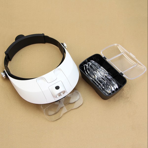 LED-lampa Ljus Huvudband Headset för Head Jeweler Förstoringsglas Lopp