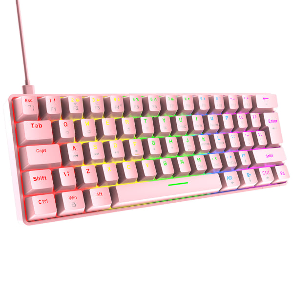 Mekanisk Gaming Tastatur Grøn/Rød Switch 62 Taster USB Kablet Gaming Tastatur med 18 RGB Lys Effekter Desktop PC Gamer