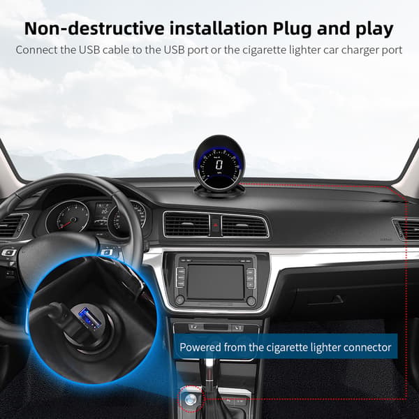 HUD Bil Head Up Display Hastighetsmätare Digitala Mätare Auto Trötthetskörning Remi