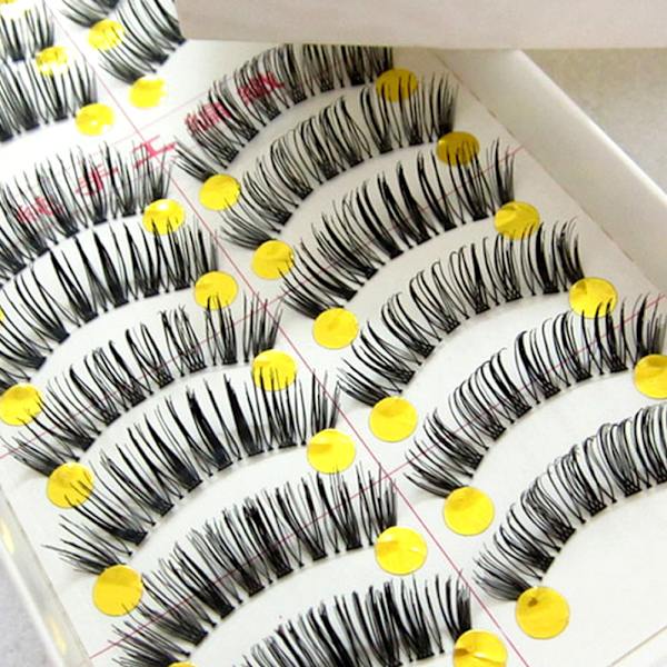 10 par lösögonfransar Handgjorda långa tjocka för Cross Soft Natural Fake Eye Las
