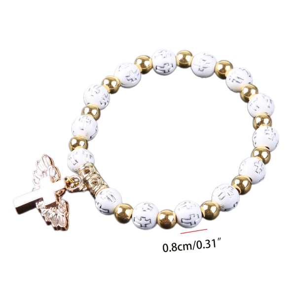 Modestretcharmband Ängel för korshänge Rosenkranspärlor Armband Religiösa smycken Resesouvenirpresent till flicka W