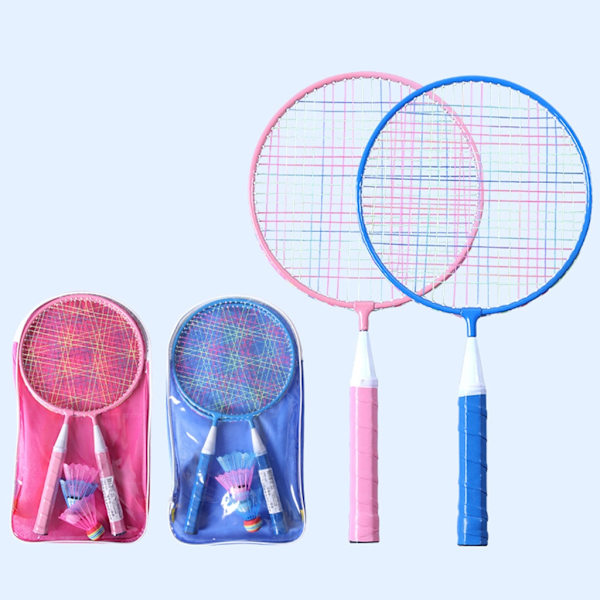 Badmintonracket Utomhusracket Sportleksak för barn med fjäderbollar, gräsmatta Set för barn Vuxna Blue