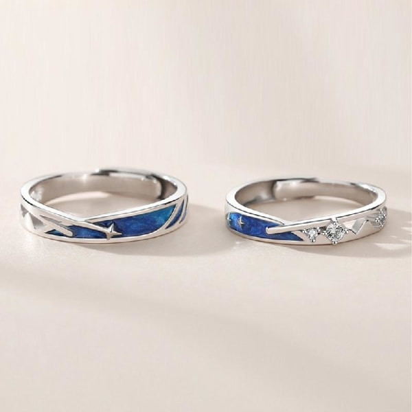 2 delar Lovers Rings Set Justerbar Sea Blue Meteoric Star Par Ringar Band Matchande Set för honom och hennes dagliga klädsel