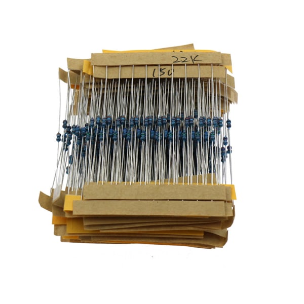 640PCS/LOT 1/6W metallfilmresistorsats 1% resistor Assorted Kit Set 1R - 10MR Ohm Används ofta i produktutveckling,