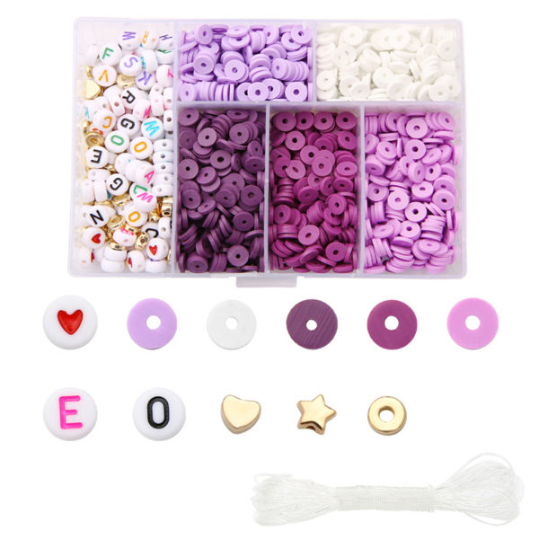 Mjuka keramiska Flake Beads Armband Runda Spacer Beads Lösa pärlor Gör-det-själv-armband Beaded Mjuk keramisk tillbehör Boxed Purple