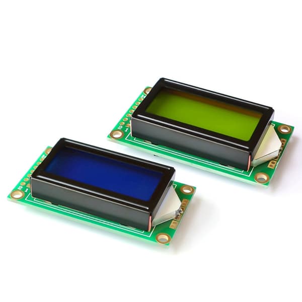 0802 LCD-skærm 8x2 tegn blå grøn LED til elektroniske systemer blue screen