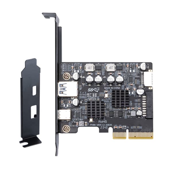 PCIE 4X til USB 3.2 utvidelseskort front Type C-kontakt 10 Gbps full hastighet