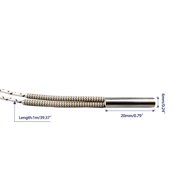 Värmerör 6x20mm 12V 24V 40W Keramisk patronvärmare 1M Kabel Enkel för Head för V6 J-head Extruder 3D Printer Part 12v