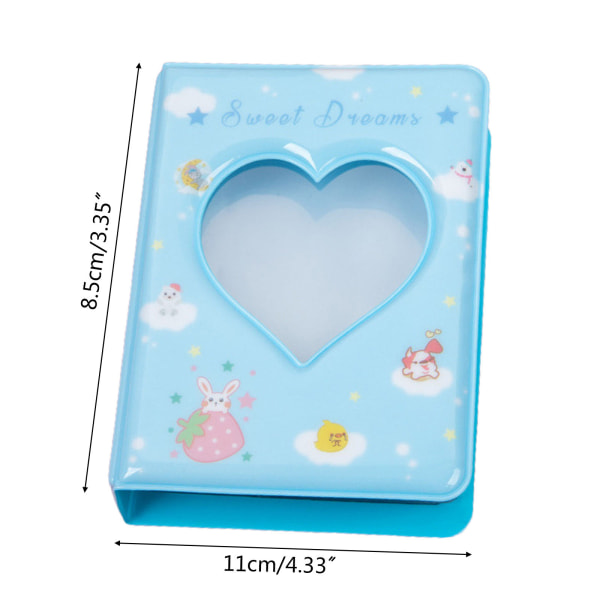 Hollow Heart Shape Mini Fotoalbum med I nsert fickor 3 tum 40 ark foton Sweet blue