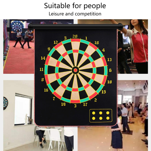 Magnetisk darttavla för barn, dartbrädespel med magnetisk dart, dubbelsidigt säkert dartspel roll-up darttavla set 17 plate 6 darts