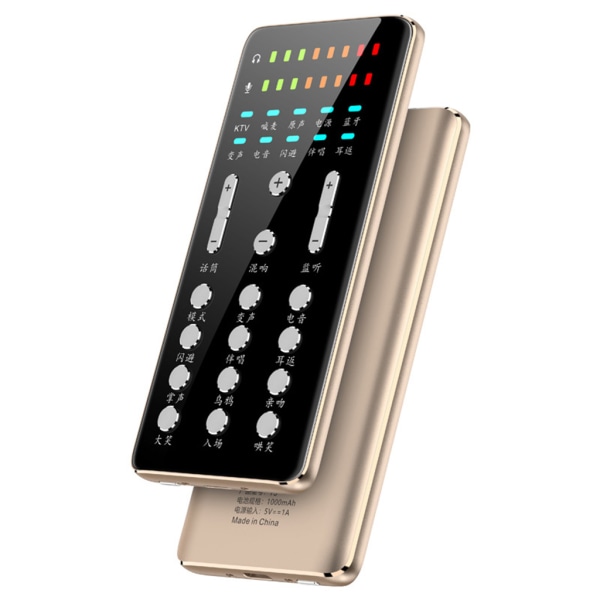 Bluetooth-kompatibelt ljudkort Röstväxlare Multi Effect Board Mic Extern USB Live ljudkortsmixer för mobiltelefon Gold