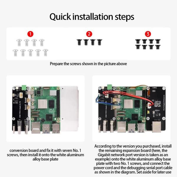 Metal Kabinet til RPi 5 Single Board Computer PCIe til Ethernet Adapter Dobbelt