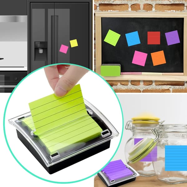 Udtrækkelig dispenser til sticky notes, klar plast, note-papir-organisator til kontoret 2PCS