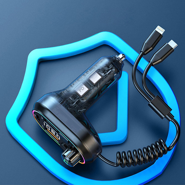 Bluetooth-kompatibel 5.0 FM-sändare för bil USB-C PD 25W Radioadapter