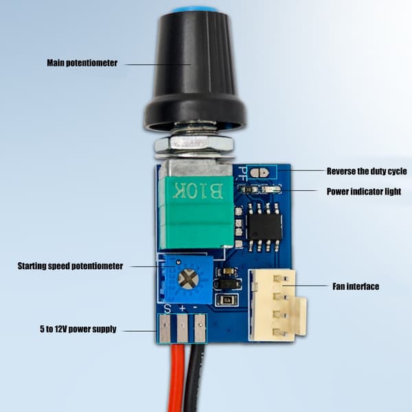 12V 4-pin PWM Køleventilator Kontrollermodul Inkluderer ABS Design
