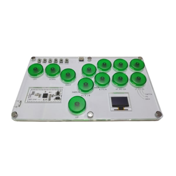 Fighting Box Mini Hitbox Arcade Controller Fighting Stick Street Fighters Game Joystick Mekanisk knapp Hållbar för PC Transparent green