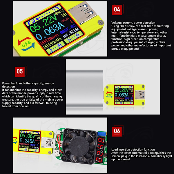 USB Tester 4-24V 4A Spændingstester Multimeter LCD Display Amperemeter USB Strøm