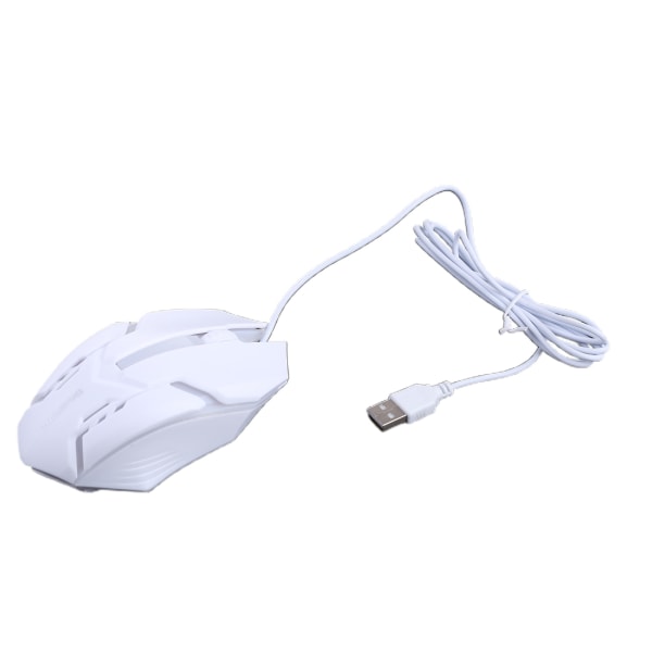 Mouse Gaming PC Gaming-möss, 1200 justerbar DPI Ergonomisk trådad mus, 7-färgsgradientljus, bekväm gamermus White wired