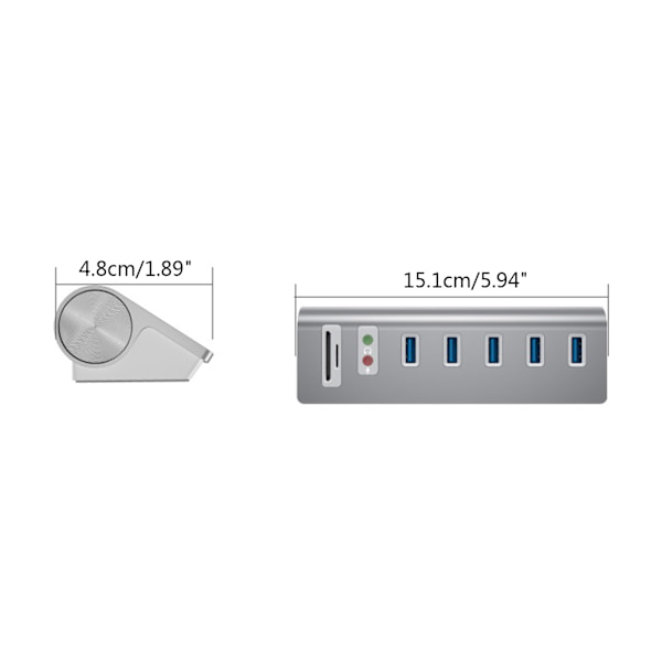 USB Hub 5-portar USB3.0 Dockningsstation Power Ljudgränssnitt SD TF Dubbel kortplats för dator PC Laptop