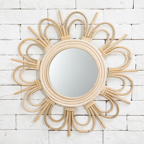 Rattan Innovativ Kunst Homestay Dekoration Makeup Spejl Toilet Badeværelse Væg