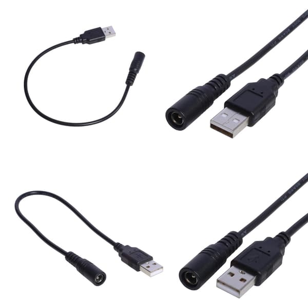 DC strømforsyningskontakt ladekabelforlengeradapterkabel USB til DC5.5x2.1mm