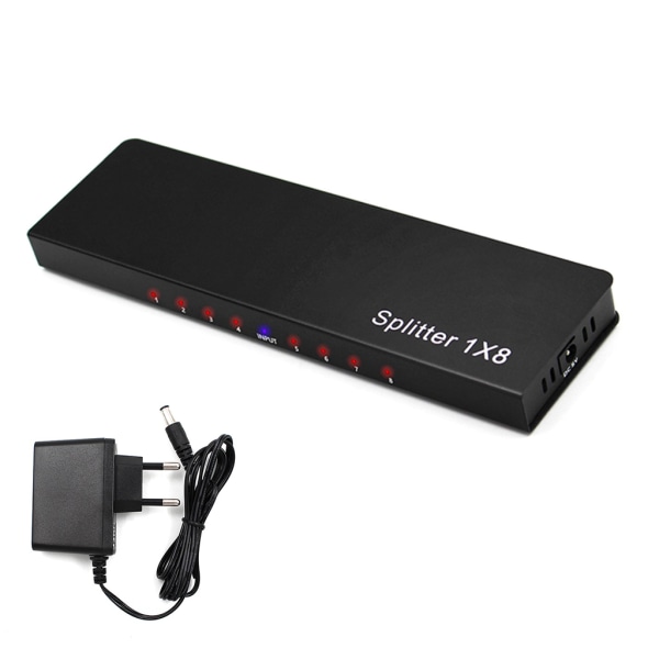 1 In 8 Out 1x8 HDMI-kompatibel Switch Splitter Converter Box Switcher Selector för DVD för PS3 HDTV 4K 30Hz Adapter EU