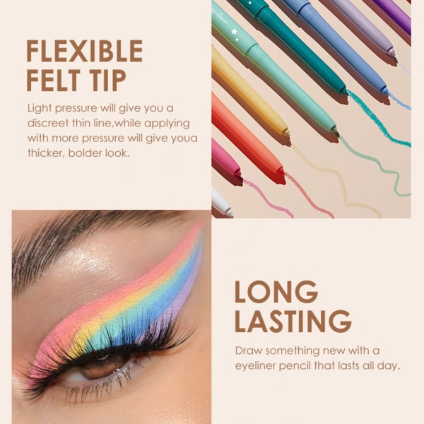 12 färger matt eyeliner Pen Långvarig vattenfast eyeliner makeup kosmetiskt verktyg för kvinnor flickor Multi colored
