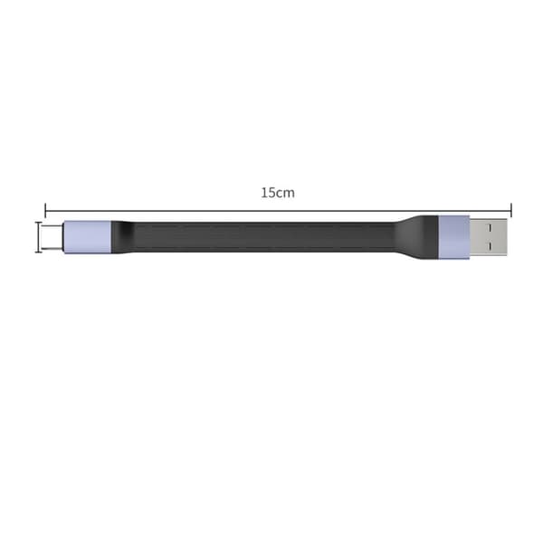 Kort Fleksibel USB C Ladekabel 40Gbps Dataoverføring PD3.1 og 15cm Flat