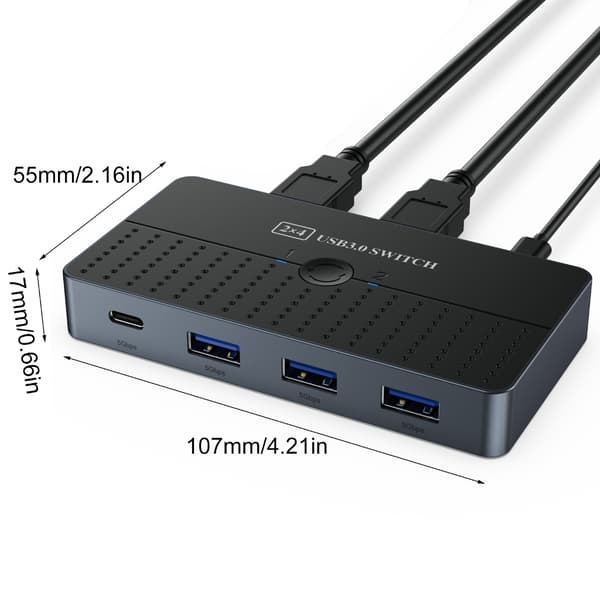 USB 3.0 Delingsbryter 2 Inn 4 Ut Enhetskontroller for Flere Datamaskiner