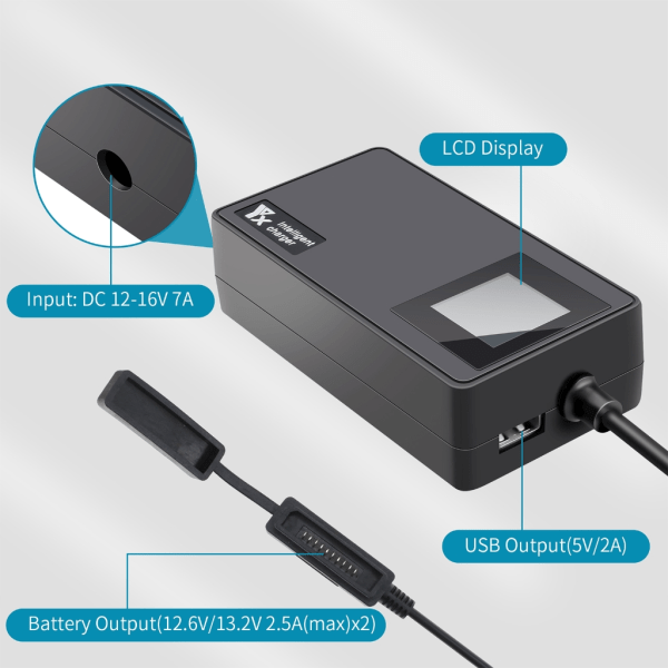 Batteriladdare 3 i 1 snabbbatteriladdarnav för AIR 2 Drone billaddare MAX DC12.6Vor13.2V 2.5A utgång