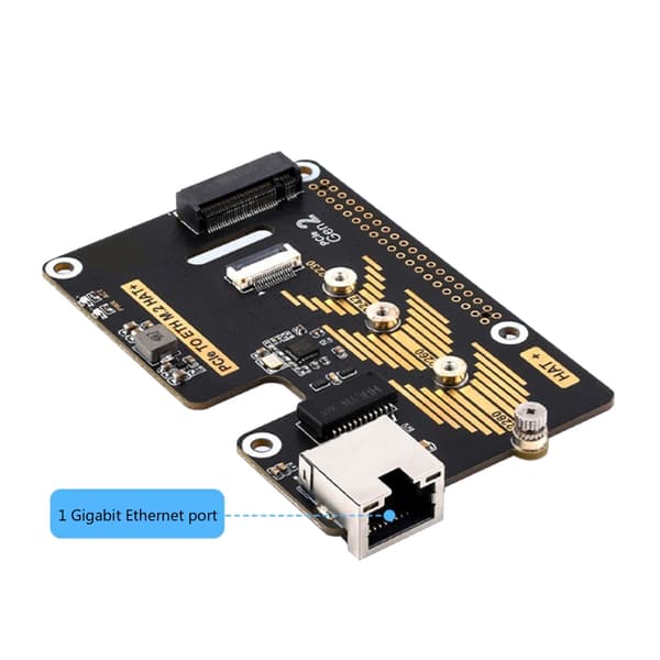PCIe til Ethernet M.2 HAT PCIe NVME Adapter 5Gbps til Pi5 PoE 1000M