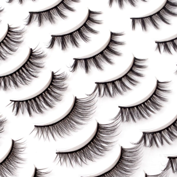 20 Par 3D Håndlavede Naturlige Falske Øjenvipper Sæt Krydsende Kunstfiber Let Fyldige Falske Øjenvipper Makeup Vipper Genanvendelige