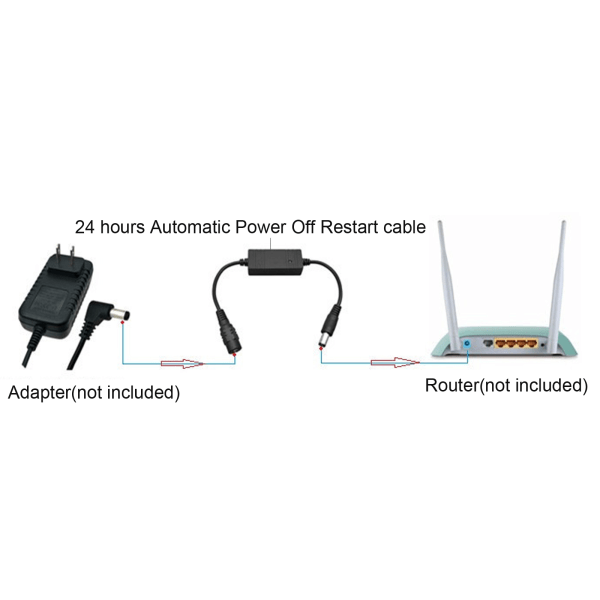 5V-24V 5,5x2,1mm WiFi Reset Rebooter 24 timmars automatisk omstartskabel för WiFi Bridge/för Cat/Router/Repeater Rebooter