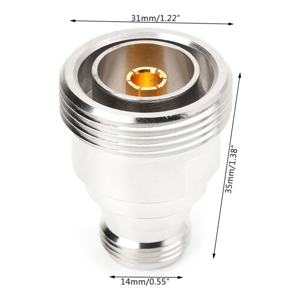 RF mikrovågs koaxialadapter L29 7/16 DIN hona till N honkontakt