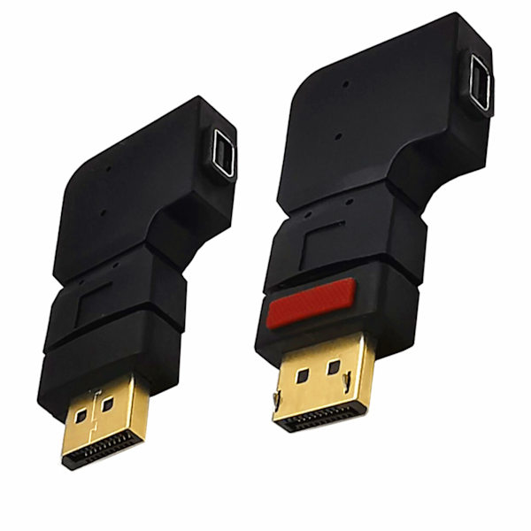 90 graders DisplayPort till Mini DisplayPort videokabeladapter DP hane till mini DP hona UPP/NER/VÄNSTER/HÖGER Vinklad Svart Right bend