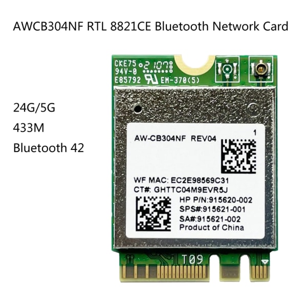 Dual-Band Bluetooth-kompatibelt 4.2 trådlöst kort AW-CB304NF Wi-Fi-kort 433M för Win7/8/10 NGFF-M2 bärbara datorer Stationära datorer