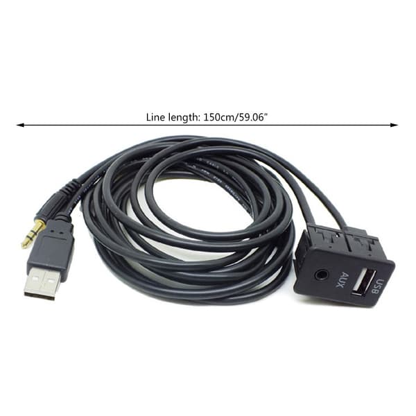 Car Dash Flush Mount USB Port Panel Auto Båt 3,5 mm AUX förlängningskabel Adapter